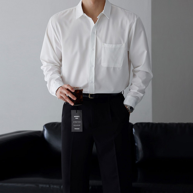 베이직바이블 남자 구김없는 셔츠 가을 정장 남성 빅사이즈 드레스 링클프리 와이셔츠 빅사이즈(10color)