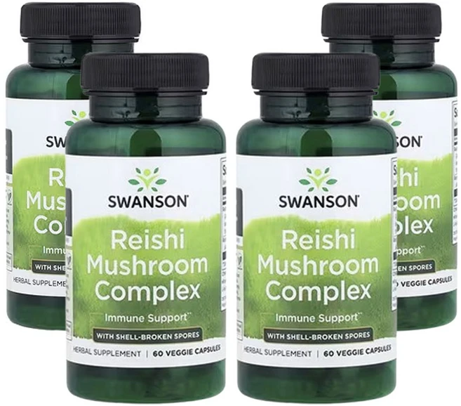 스완슨 영지버섯 복합체 껍질 분해 포자 함유 60베지캡슐, 4개, 60정 - 쿠팡