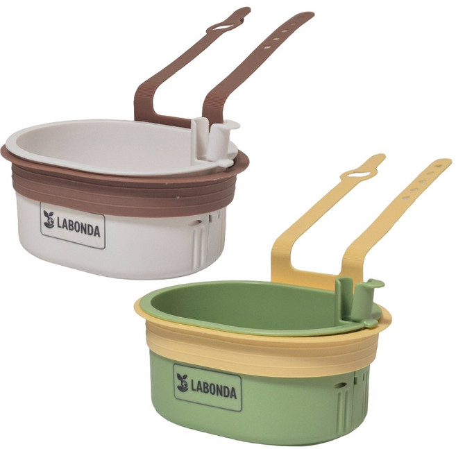 [원터치거름망]라본다 와이드 물빠짐 싱크대거치대, 화이트+그린, 1개