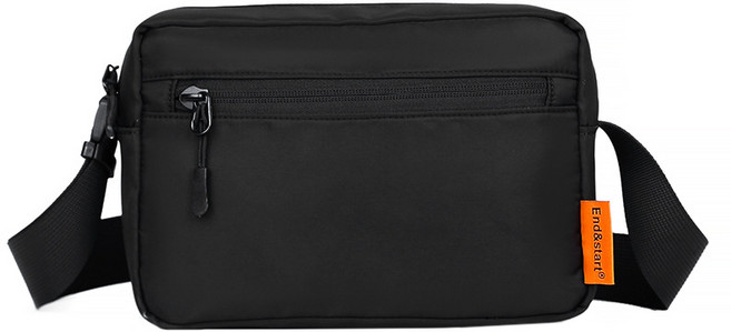 End&start 百搭郵差包 輕巧耐用多隔層斜背包, 黑色
