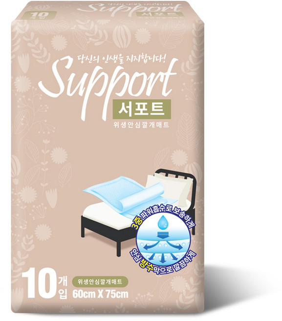 서포트 성인용기저귀 위생깔개매트 남녀공용 10매입, 1개, 10개입, 대형