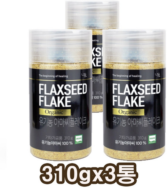 아마씨드 프리미엄 아마씨 플레이크 아마씨 분말, 3개, 310g