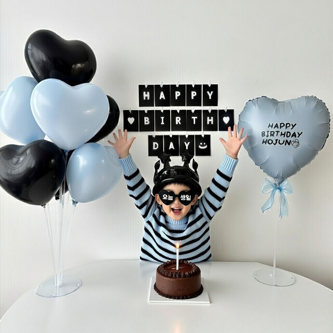 히얼투파티 감성 생일파티 용품 생일풍선 세트, 1세트, 3.감성set_블루