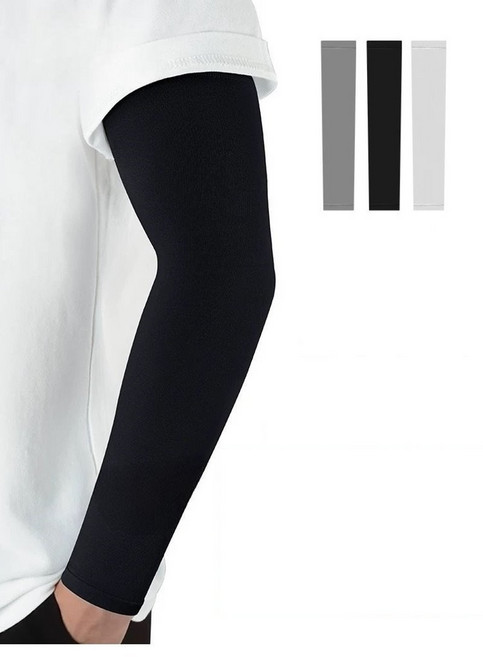 男女款涼感袖套，透氣防曬，運動自行車跑步戶外必備, 黑色, 1套