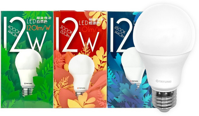 TATUNG大同 LED球泡燈 E27 12W 節能省電, 黃光, 1個