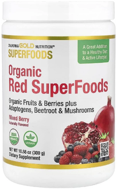 CGN 레드 슈퍼푸드 아사이 블루베리 크랜베리 및 석류 분말 함유 믹스베리맛 300g - 쿠팡