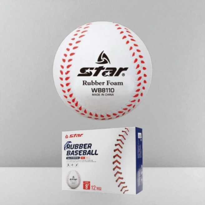 스타 뉴 연식 야구공 x 12p 고무 연식야구공 부드러운 소재 연습용 공, 1개, 기본
