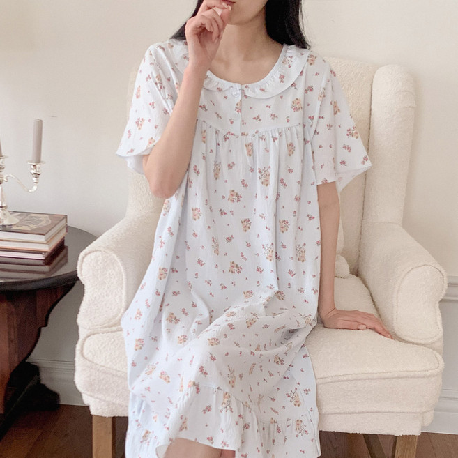 투위 여름 여성 홈웨어 반팔 잠옷원피스 소프트스킨 파자마