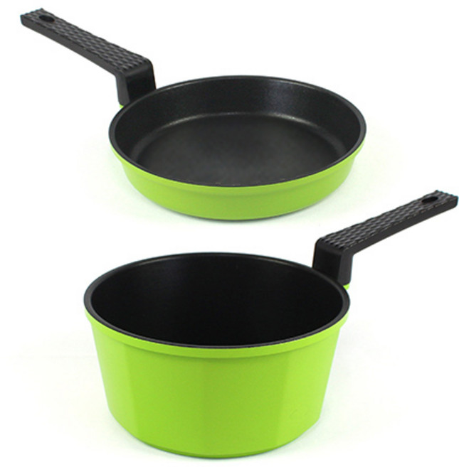 키친아트 국내생산 오페라 다이아몬드 코팅팬 2종 세트, 그린, 에그팬 16cm + 소스팬 16cm, 1세트