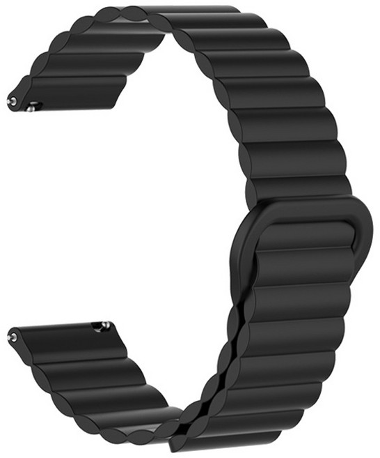 샤오미 레드미워치5 라이트 액티브 S4스포츠 어메이즈핏6&5 호환 22mm 실리콘 마그네틱 엠보싱 스트랩, 블랙, 1개