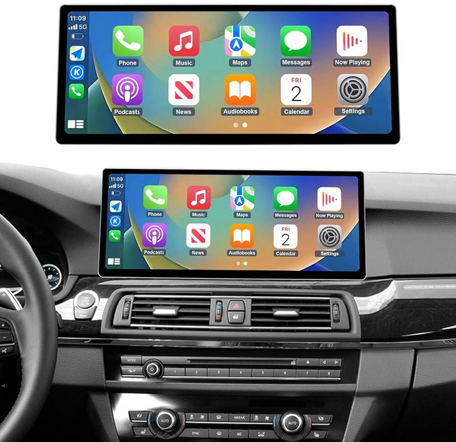 NINETOM 2026 업그레이드 31.2cm(12.3인치) 초내로우 터치스크린 무선 CarPlay 안드로이드 자동 수신기 BMW 5 시리즈 F10/F11 (2012–2016, NINETOM 2026 업그레이드 31.2cm(12.3