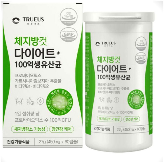 100억 다이어트 유산균 식약처 인증 17 체지방컷 날씬 트루어스 n 식약청 보조제, 1개, 60정