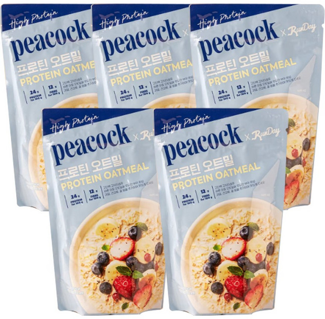 피코크 프로틴 오트밀 고단백 고식이섬유, 5개, 500g