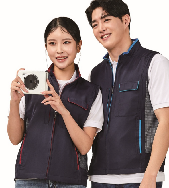 [피오젠] PS-V60W 와인 춘추 남녀공용 단체조끼 현장조끼 작업조끼 작업복 유니폼 근무복