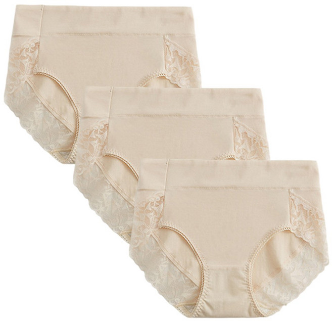 아르앤유 여성 순면 하이웨스트 레이스 팬티