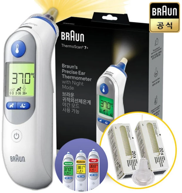 [필터41개] 브라운 정품 체온계 IRT-6525KO 국내 A/S 가능 + 조명 LED 포함 + 건전지 2개 고막 귀 아기 온도, 1개 - 쿠팡