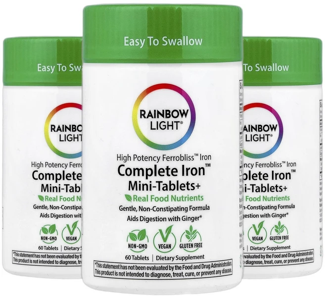 레인보우라이트 Complete 철분 Iron 미니 정제+ 60정 2+1, 3개, 60회분 - 쿠팡