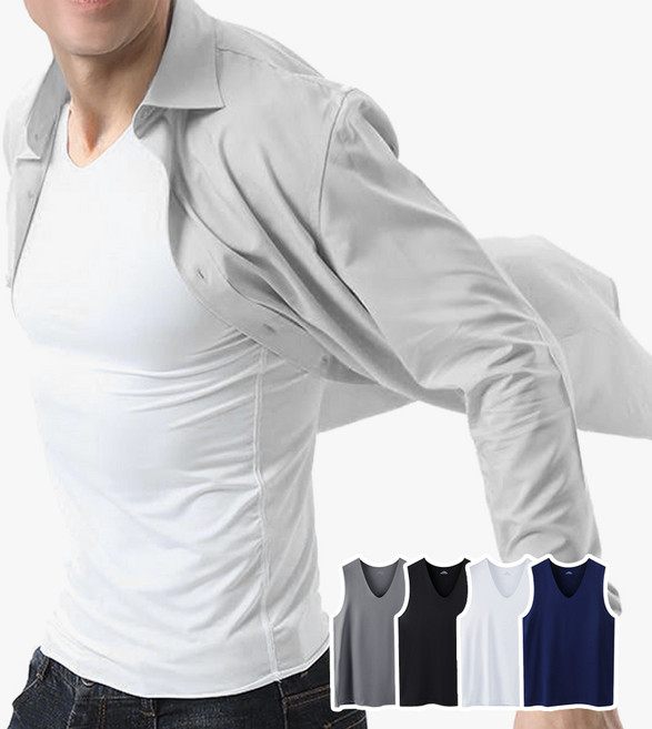 에어리 심리스 남성 민소매 런닝 쿨 냉장 매끈한 무봉제 브이넥 언더셔츠 이너웨어 밀착핏 5p 세트