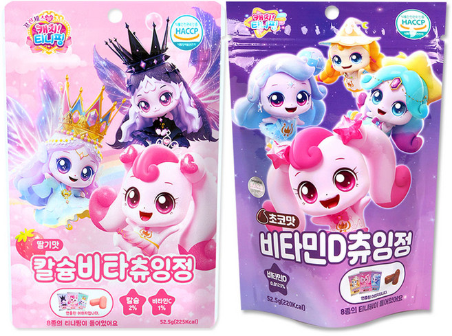 캐치티니핑 칼슘비타 츄잉정 딸기맛 + 초코맛 2종, 1세트, 52.5g