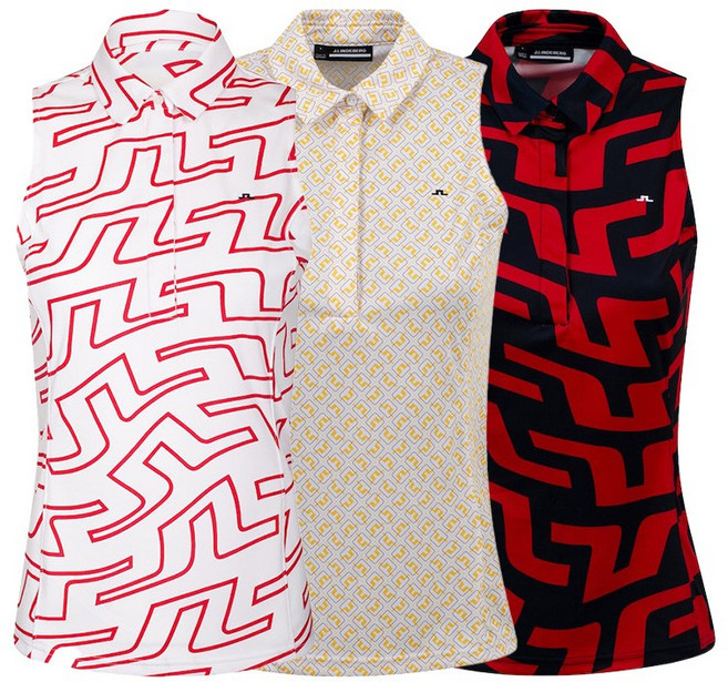 제이린드버그 여성 데나 프린트 슬리브레스 골프 탑 (GWJT06821)