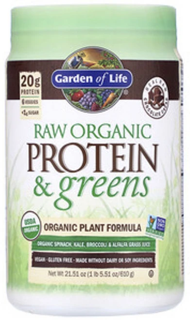 가든오브라이프 로우 프로틴 & 그린 초콜릿 카카오, 1개, 610g - 쿠팡