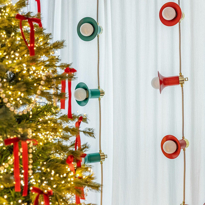 [헬로닷] 맘마미아 페스타 크리스마스 파티라이트 데스크테리어 플랜테리어 줄조명 3구 세트 4m50cm, 1개, 모스그린