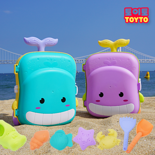 토이토 고래 캐리어 모래놀이 장난감 세트 샌드토이 여행가방, 02_보라색, 1개