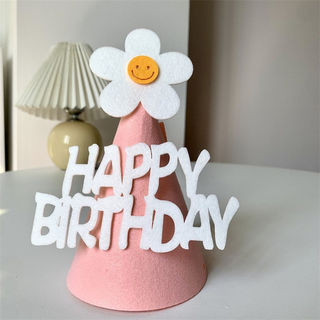 GIFTME5 生日派對帽 寶寶週歲 慶生帽 派對道具, 粉色小花生日帽