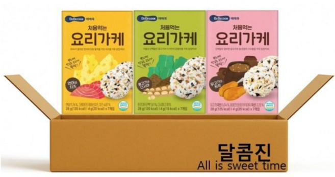 [달콤진] 베베쿡 처음먹는 요리가케 3종 연어와 치즈 + 콩고기와 다시마 + 닭고기와 된장, 1세트, 84g