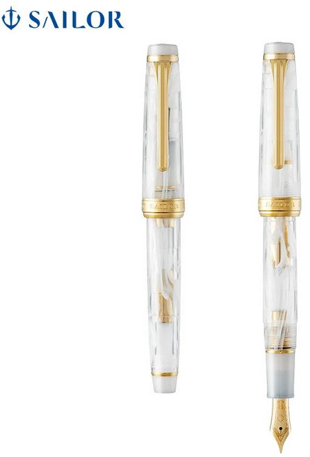 Sailor PRO-GEAR SLIM 만년필 VEILIO 펄 화이트/블루 그린 21K 골드 펜촉 탁월한 탄력성 및 피드백 제공, 01 F, 02 Pearl White