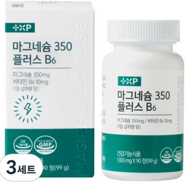 마그네슘 350 플러스B6 글루콘산마그네슘 약국정품, 3세트, 90회분