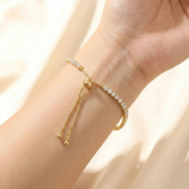 제트리 4mm 테니스팔찌 여성용 큐빅 알러지방지 조절끈 선물박스