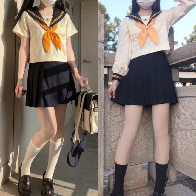 [지앤제이커머스] 교복몰 옐로우 두줄라인 세라복 프레피룩 교복세트