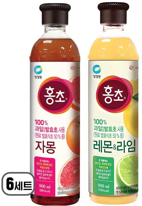 청정원 홍초 레몬라임 + 자몽, 6세트, 1.8L