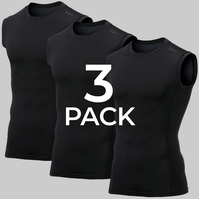 테슬라 기능성 컴프레션 나시 민소매 머슬핏 쿨링 베이스레이어 3팩