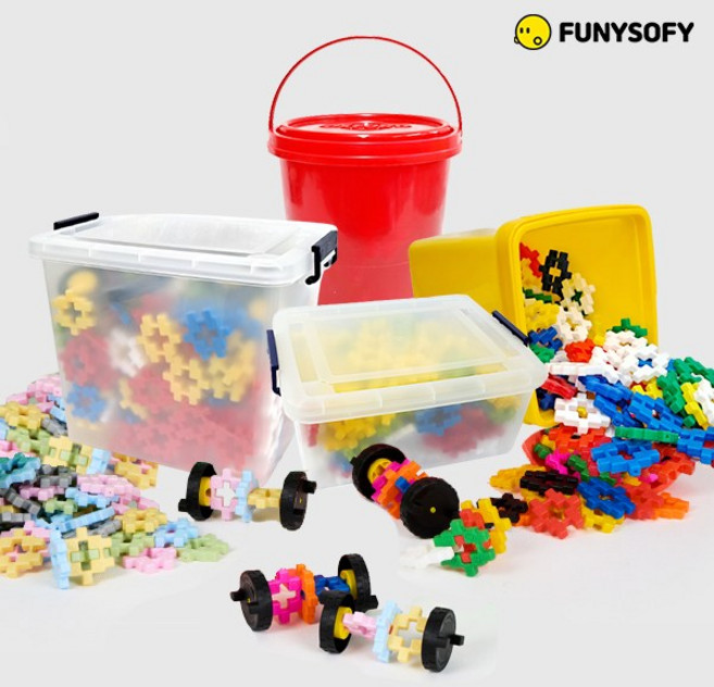 퍼니소피 NEW 와플 꼬마 사각 블럭 288p (바퀴 8p) 비비드 파스텔 고급 보관함, 파스텔컬러 258p(바퀴8p포함), 1개