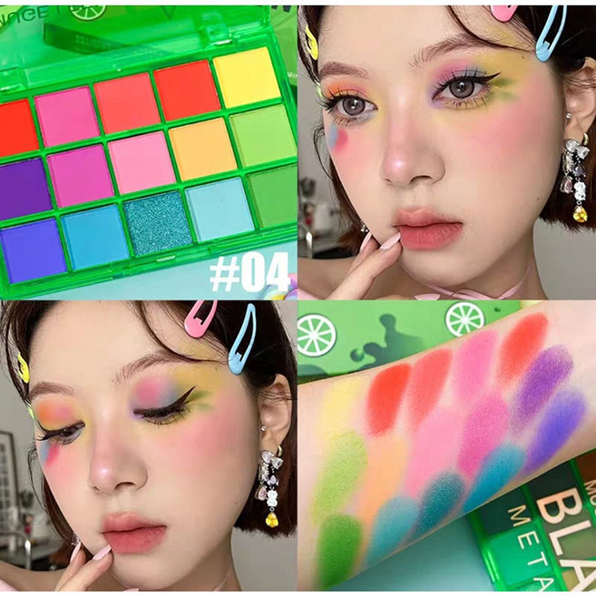 화려한 도파민 컬러 15구 아이섀도우 방수 지속력 좋은 메이크업 팔레트, 1개, 15색 다채로운 과일