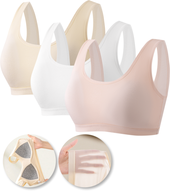 BDYP 청소년 2.5단계 코튼 매쉬 브라3종 패드 일체형 편안한 속옷