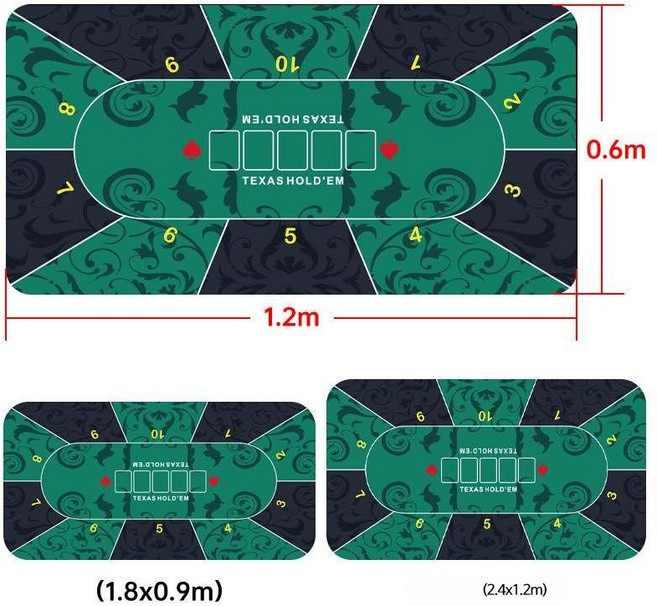 미국 포커 카드 테이블 다이 접이식 보드게임 판 홀덤 바카라 J, 4_그린 1200x600x3mm, 1개