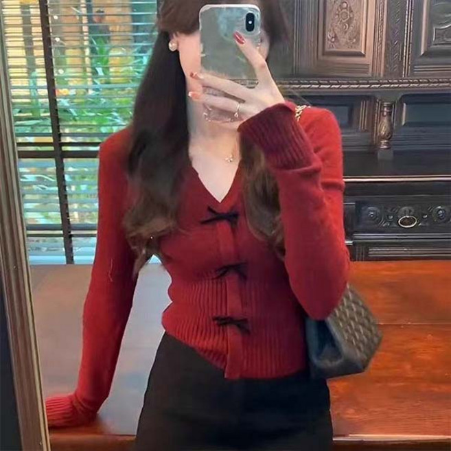 어반룩북 에릴린 리본 슬림 니트 가디건