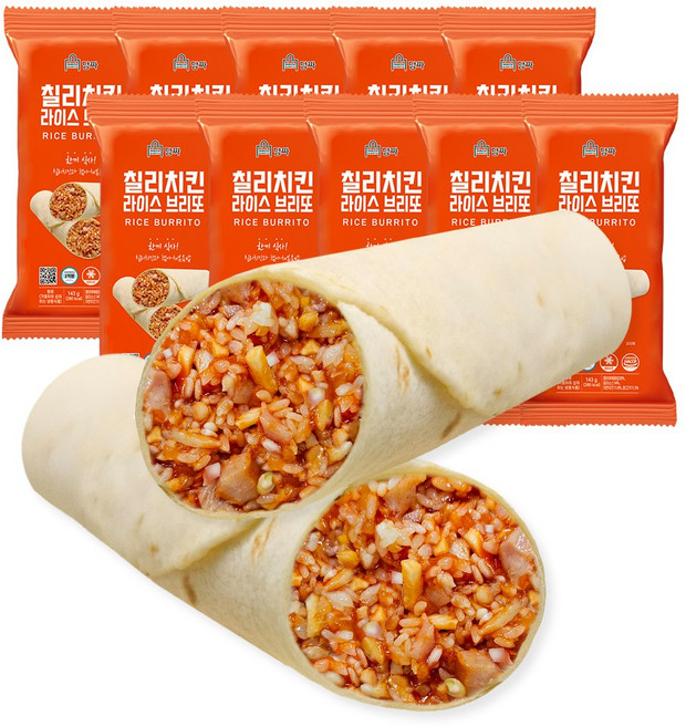 [담짜몰/한정특가] 담짜 브리또 칠리치킨 라이스 브리또 143g식사대용아침식사냉동식품간편식, 10개, 143g