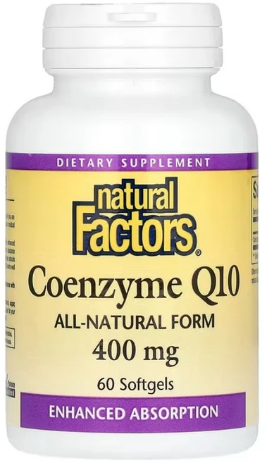 내츄럴팩터스 코엔자임 400mg 60소프트젤 코큐텐 coq10 유비퀴논, 1개, 60정 - 쿠팡