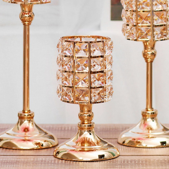 크리스탈 골드 캔들 홀더 양초받침대 인테리어 장식 20cm 30cm, 골드 크리스탈 M