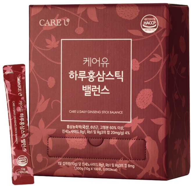 케어유 6년근 홍삼 스틱 진액 진세노사이드100g 100개입 1개, 100, 100개