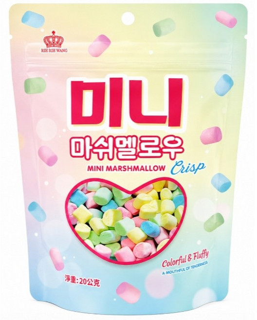 RIH RIH WANG DILI 迷你棉花糖脆 繽紛鬆軟, 20g, 1個