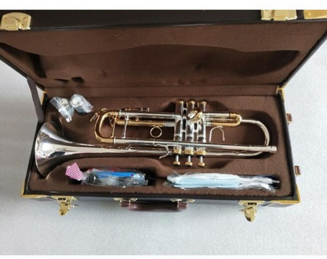 야마하 트럼펫 입문용트럼펫 고급 금관악기 트럼팻, YTR-8335GS 투톤 가방포함, 1개