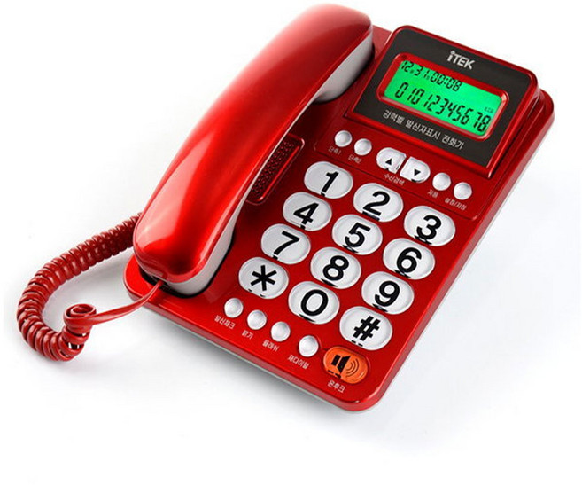 아이텍 강력벨 유선전화기 IK-500 빅버튼 발신자표시기능 강력벨 벨음량조절기능 매장/식당/공장/사무실