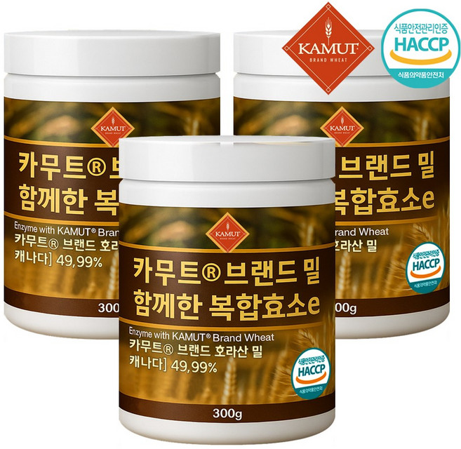 카무트 브랜드 호라산 밀 함께한 복합효소 분말 가루, 300g, 3개