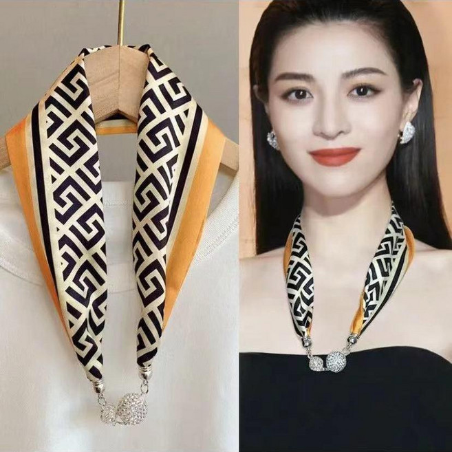 磁扣絲巾項鍊髮帶高級感網紅新款磁力扣手鍊小長條女春夏天護頸帶 副廠商品