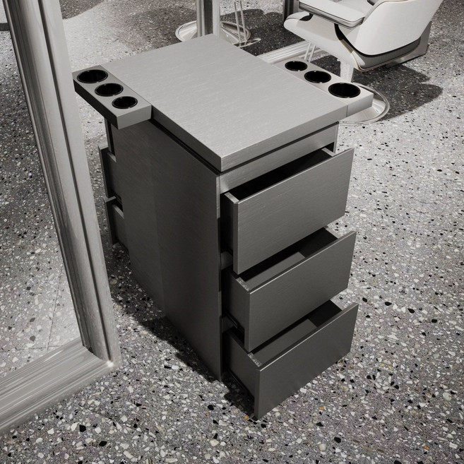 스텐 철제 미니 캐비넷 미송 작업대 스테인레스 수납장, 공식 표준 구성, 실버 지문 6서랍+프레임